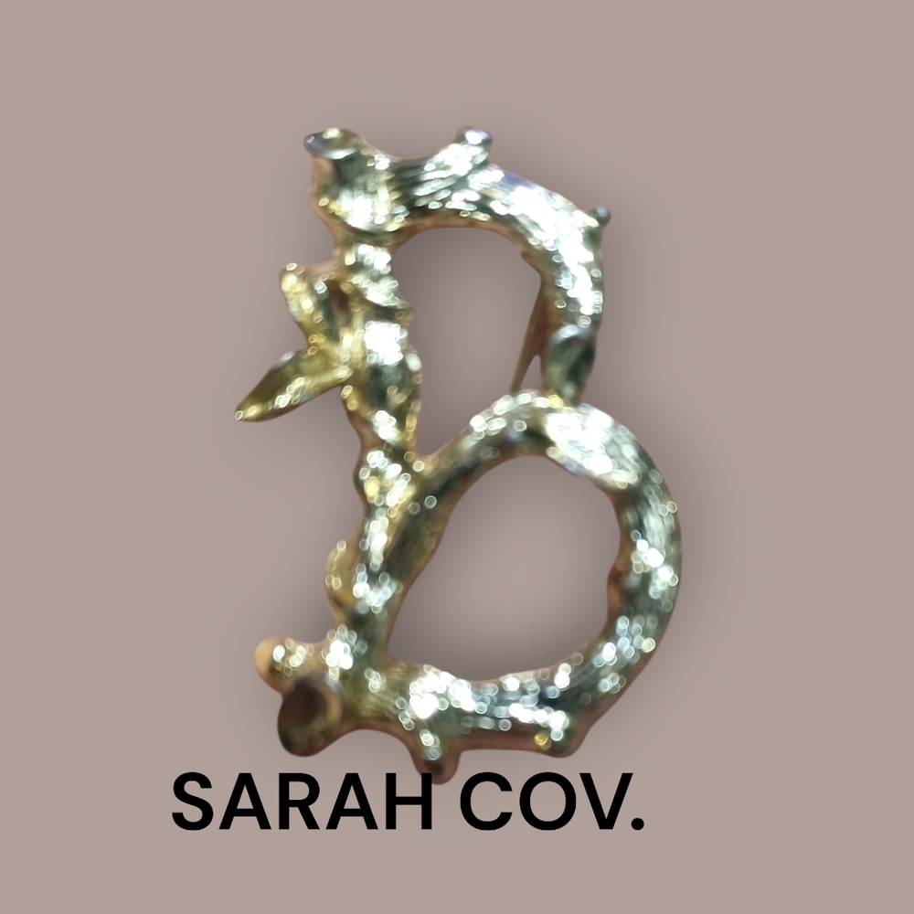 Sarah Coventry Gold Brooch Letter B Signed Vintage Jewelry Bent Pin Still Closes